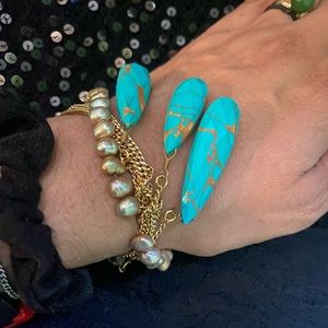 RACHEL REINHARDT NY SEMI-PRECIOUS TURQUOISE GOLD HUE Necklace FLAW NICHE BOHO